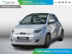 Fiat 500e - Cabrio La Prima 42 kWh | 17% Bijtelling | Clima | Cruise | Leder | 17" | Priv Glass | Wint