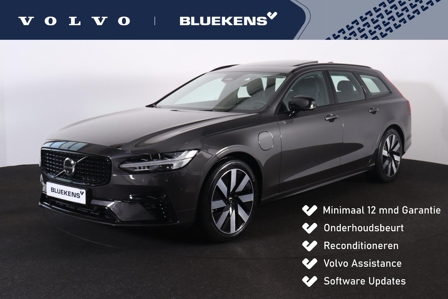 Volvo V90 - T8 Recharge AWD Ultra Dark - Panorama/schuifdak - IntelliSafe Assist & Surround - 360º Cam - AutoWereld.nl
