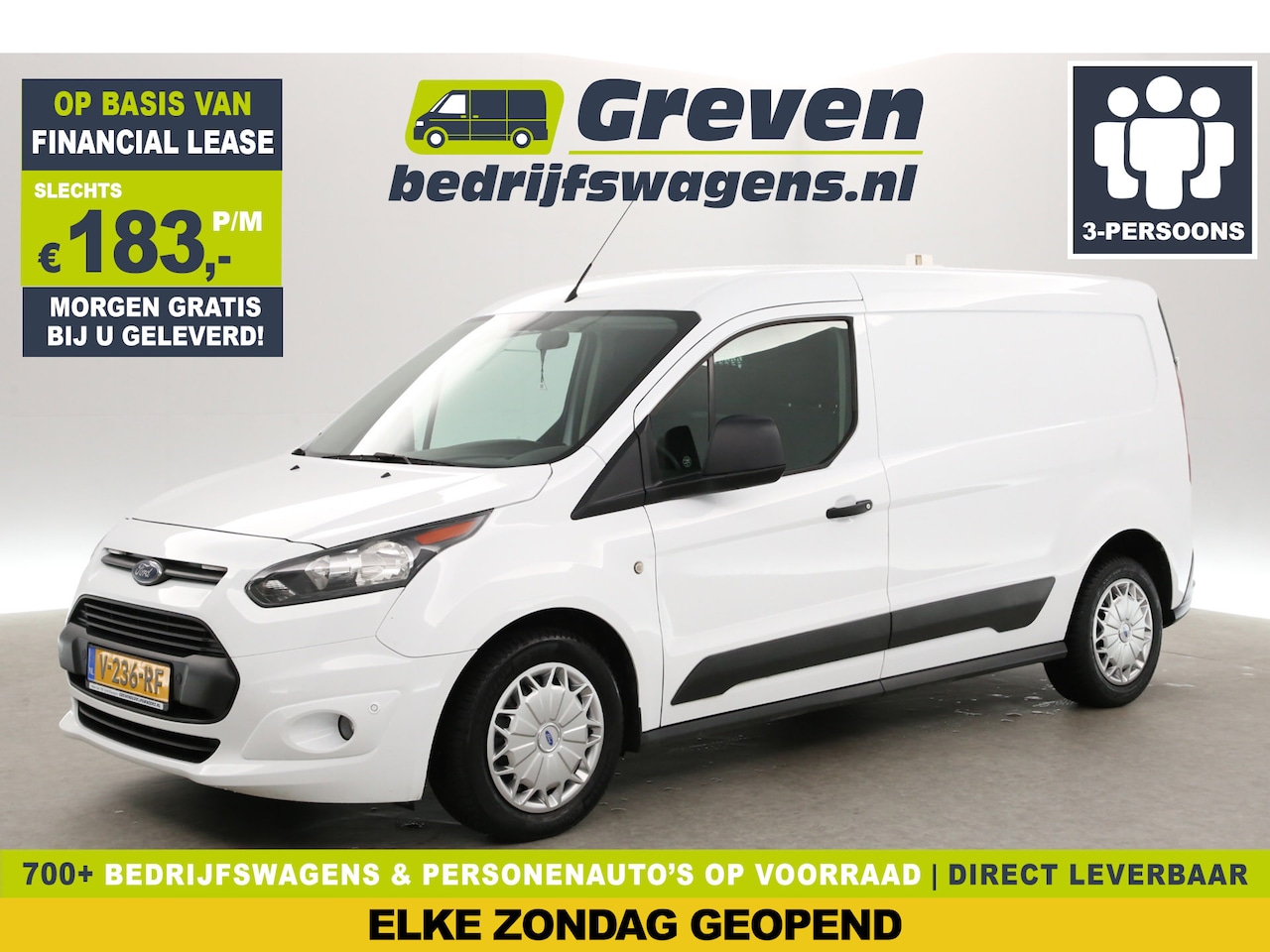Ford Transit Connect - 1.5 TDCI L2 100PK | Airco | 3-Zits | Trekh. | Parkeersens. | Schuifdeur - AutoWereld.nl