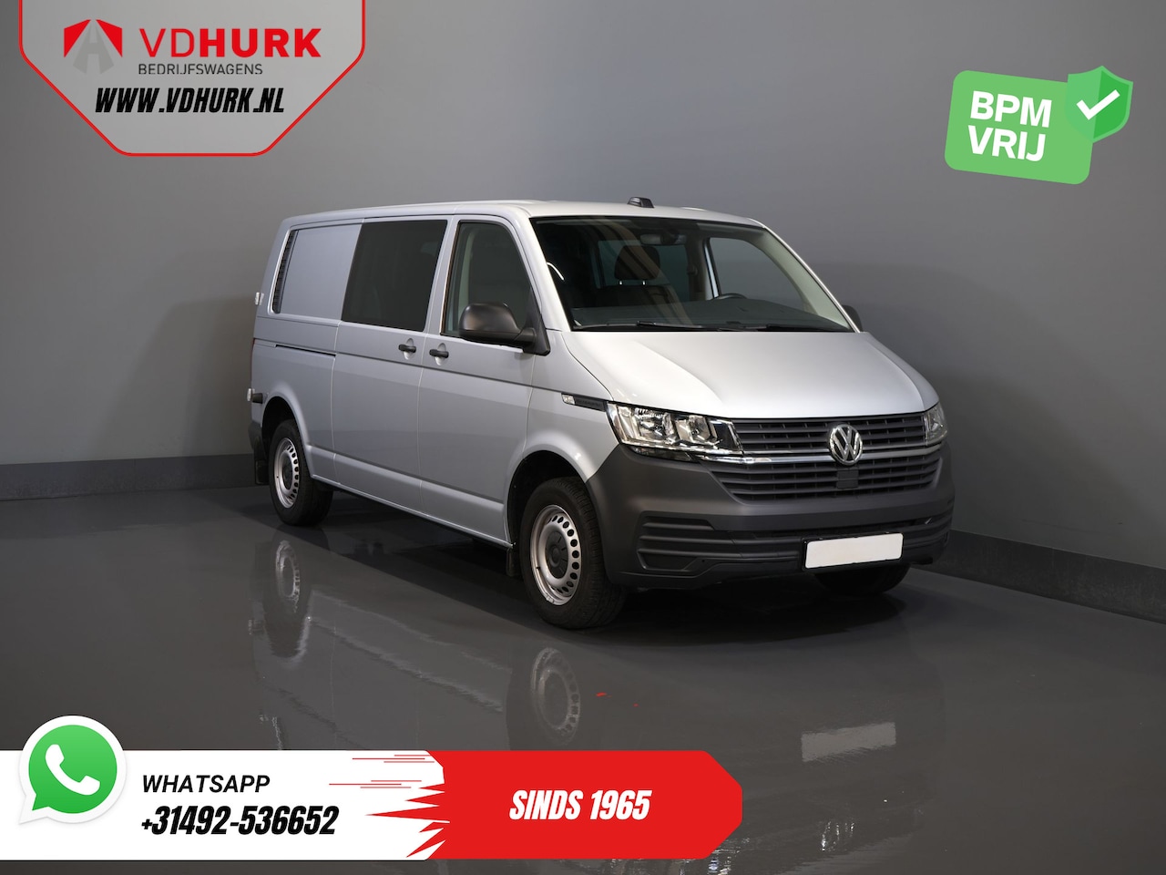 Volkswagen Transporter - T6.1 2.0 TDI 150 pk DSG Aut. L2 DC BPM VRIJ! Dubbel Cabine 6 Pers./ Lage KM!/ Adapt.Cruise - AutoWereld.nl