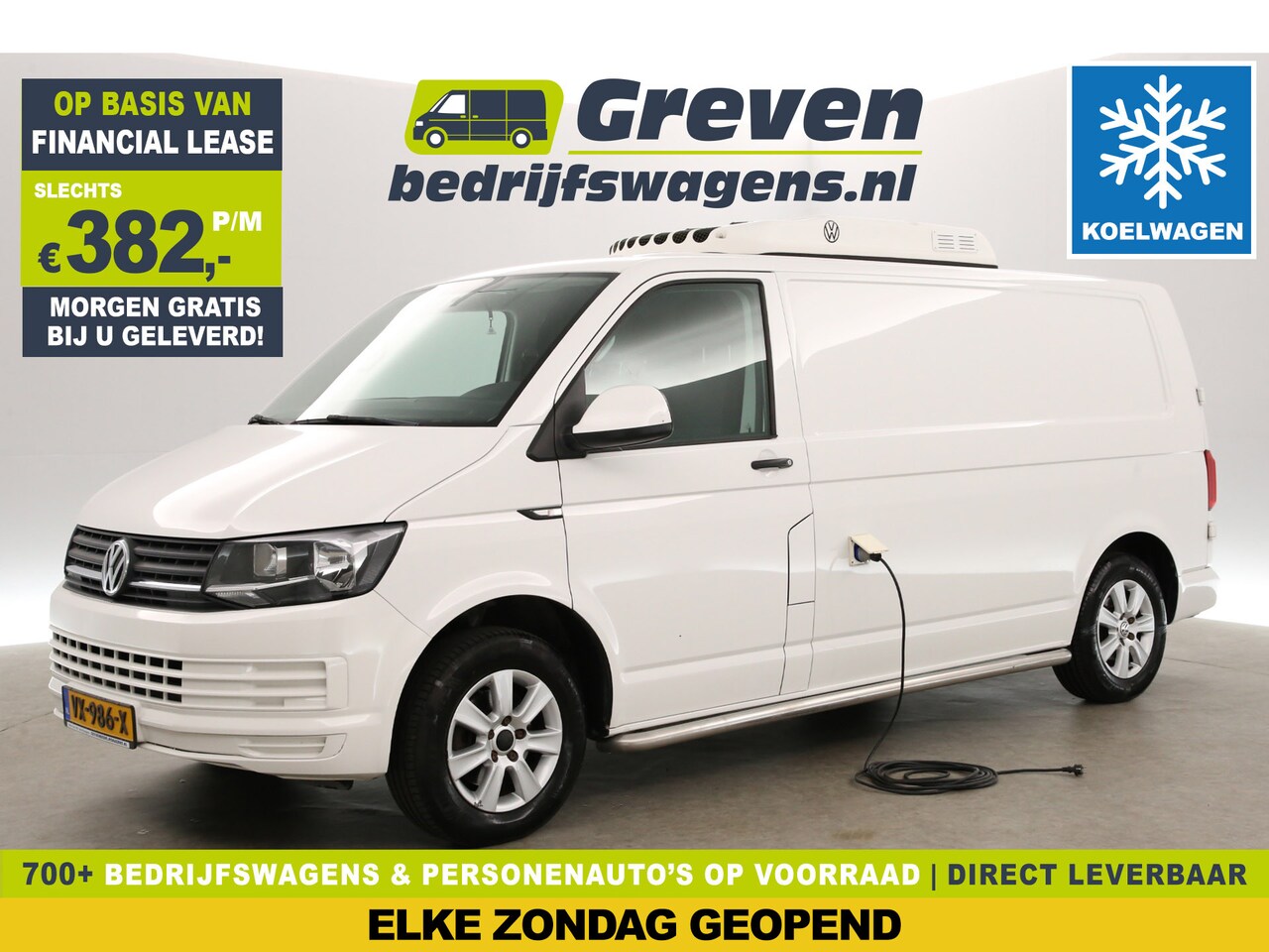 Volkswagen Transporter - 2.0 TDI L2H1 | Koelwagen 0° | Nachtkoeling | Airco | Cruise | 3-Zits | Trekh. | Carplay - AutoWereld.nl