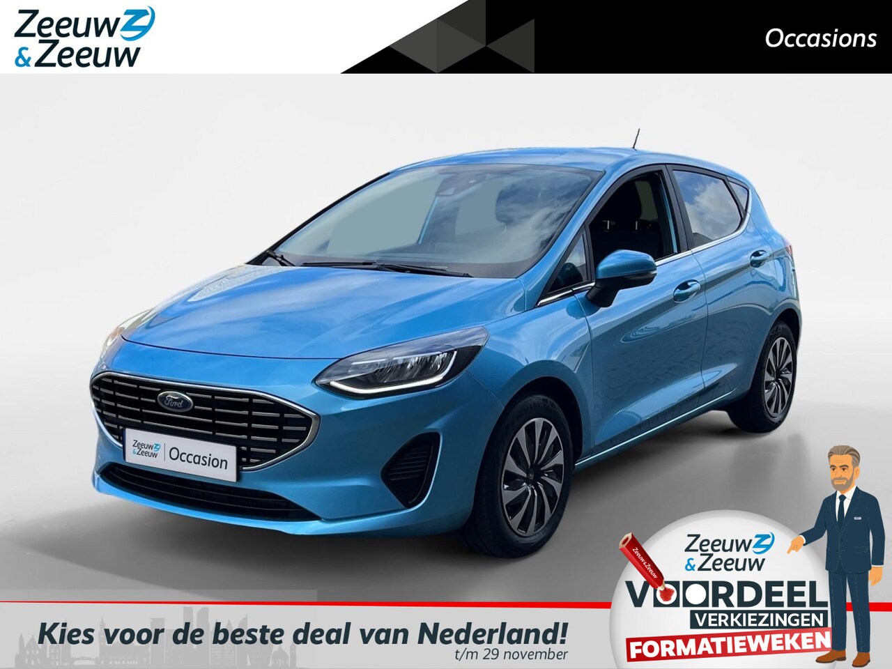 Ford Fiesta - 1.0 EcoBoost Hybrid Titanium | Airco | Cruise Control | Stoel/Stuur/Voorruitverwarming | A - AutoWereld.nl