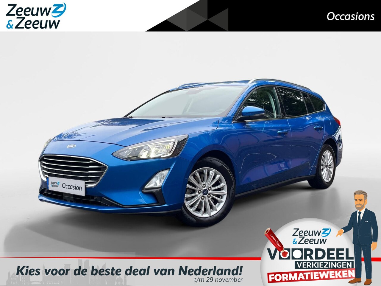 Ford Focus Wagon - 1.0 EcoBoost Hybrid Titanium X Business El. Trekhaak | Camera | Privacy Glass | LED | Crui - AutoWereld.nl