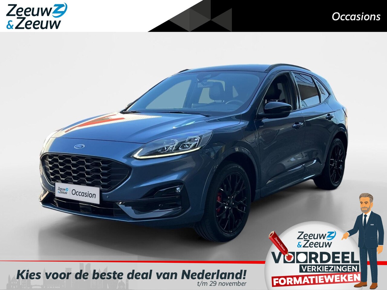Ford Kuga - 2.5 PHEV ST-Line X | BLACK PACK | Navigatie | Keyless | Cruise Control | Apple/Android Car - AutoWereld.nl