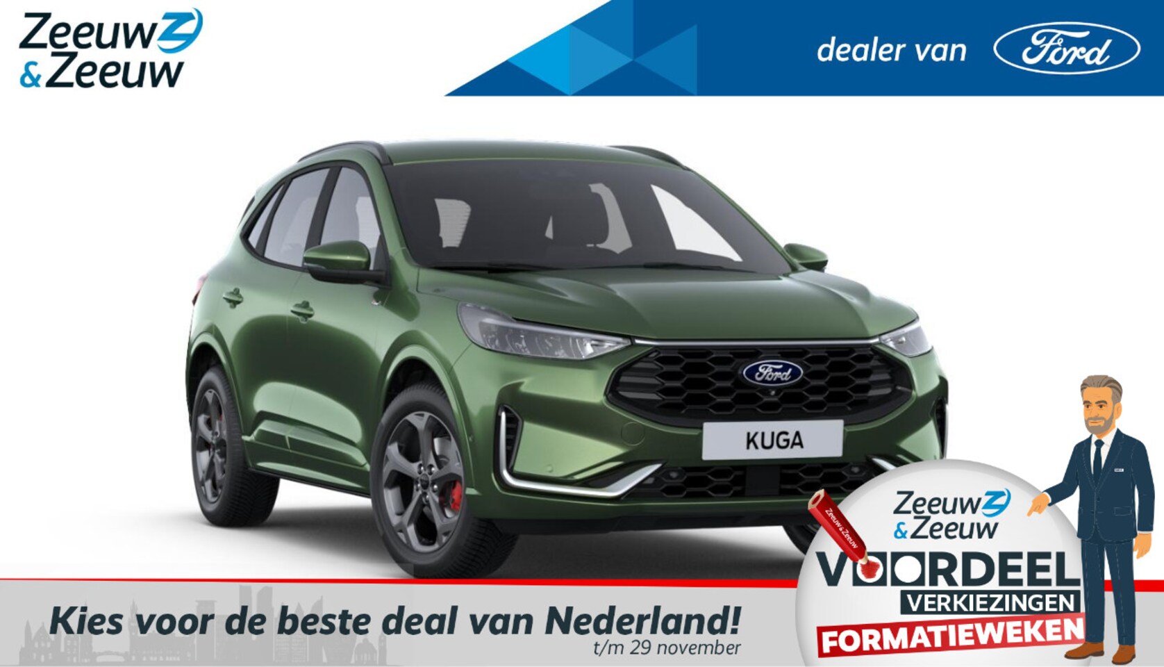 Ford Kuga - 2.5 PHEV ST-Line X | 18" Lichtmetaal | 360Camera | El. Achterklep | Halfleer | El. voorsto - AutoWereld.nl