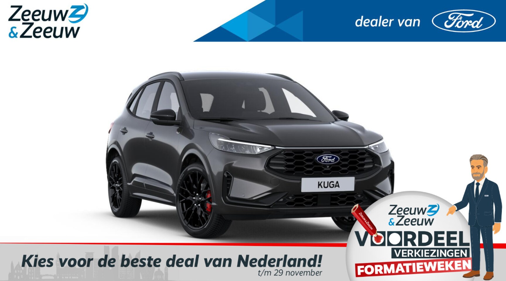 Ford Kuga - 2.5 PHEV ST-Line X | Black Pack | 20" Lichtmetaal | Led verlichting | 360Camera | Adaptive - AutoWereld.nl
