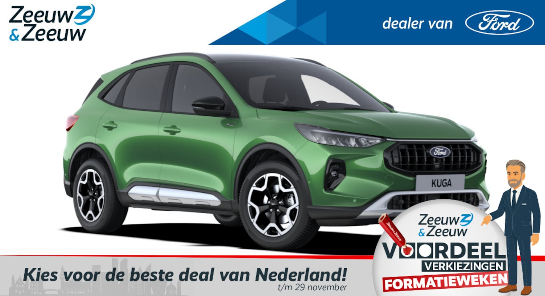 Ford Kuga - 2.5 PHEV Active X | V.A. Prijs | 18" Lichtmetaal | Draadloze Apple Carplay&Android Auto | - AutoWereld.nl