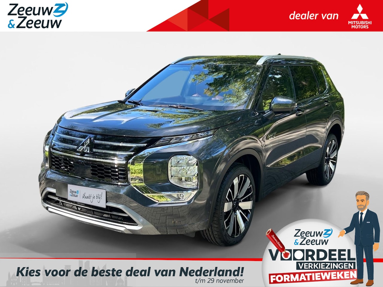 Mitsubishi Outlander - 2.4 PHEV Instyle+ Apple Carplay/Android Auto , achterbank verwarmd , elektrisch glazen pan - AutoWereld.nl