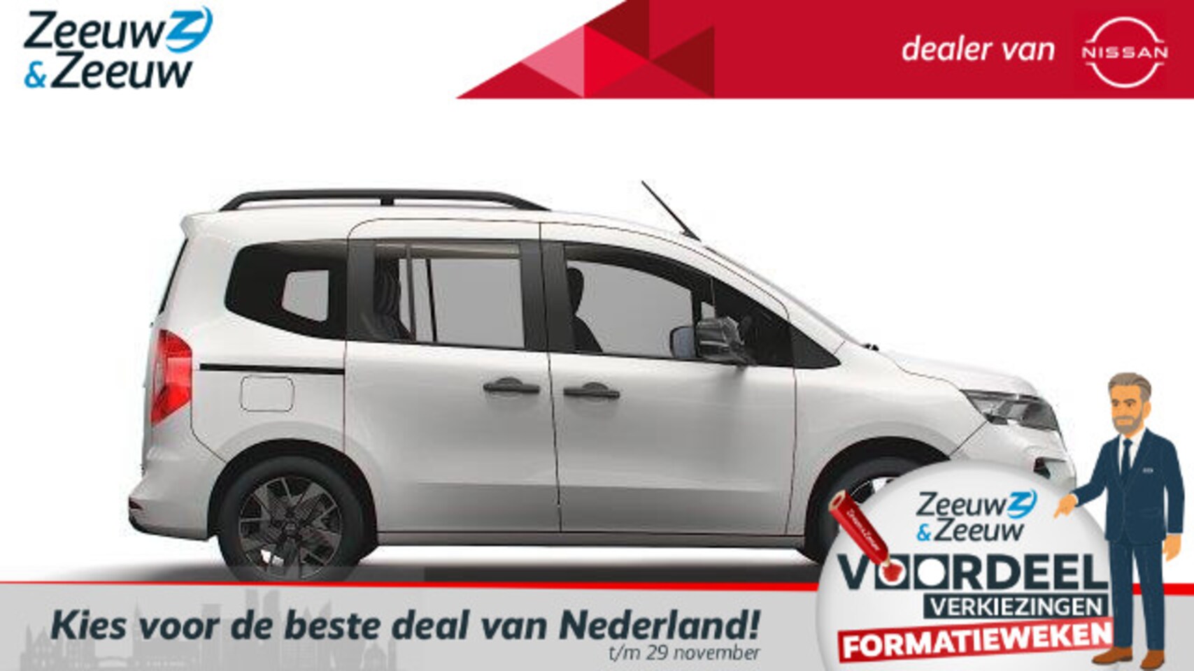 Nissan Townstar Evalia - Tekna 7 ZITS L2 45 kWh | 100% ELECTRISCHE 7 ZITTER | - AutoWereld.nl