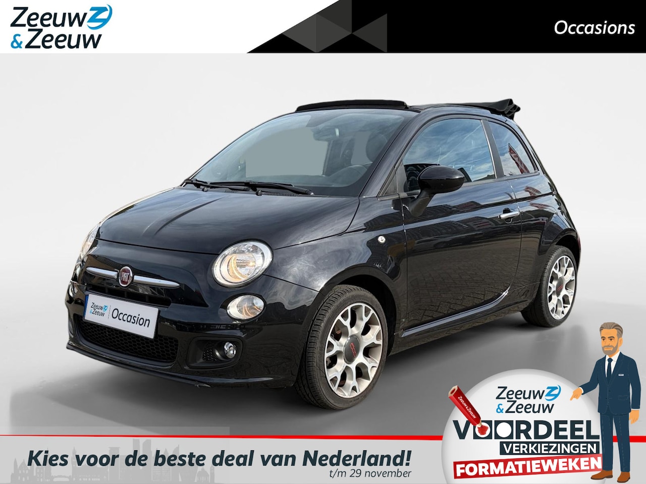 Fiat 500 C - 0.9 TwinAir Turbo 500S | Cabrio | Sportief interieur | Climate | Telefoon | Radio | - AutoWereld.nl