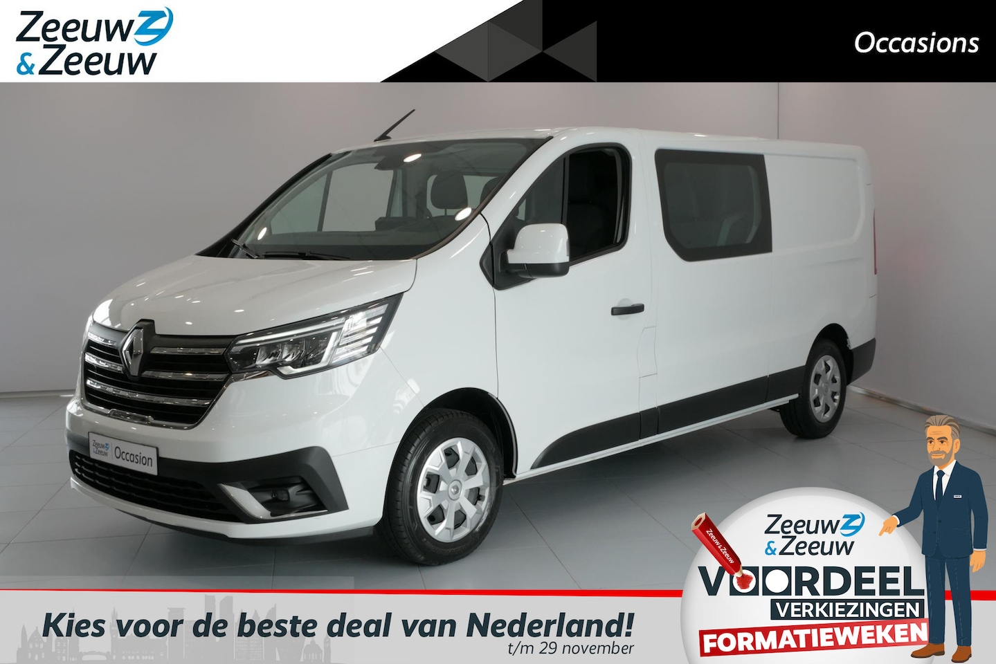 Renault Trafic - 2.0 dCi 110 T29 L2H1 DC Work Edition *Navi*Airco*Parkeersensoren*Passagiersbank*Trekhaak*V - AutoWereld.nl