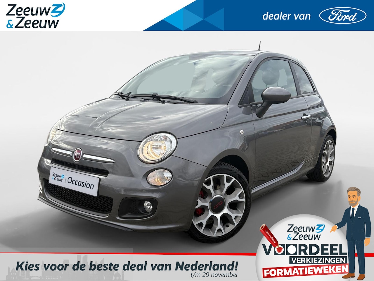 Fiat 500 - 0.9 TwinAir Turbo 500S |Sport| Airco| Sportstoelen |12 Maanden Bovag Garantie| Nieuwe APK| - AutoWereld.nl