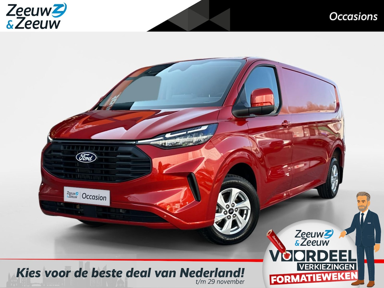 Ford Transit Custom - 320 2.0 TDCI L2H1 Limited 136 pk Automaat | Stoelverwarming | Trekhaak | Cruise Control | - AutoWereld.nl