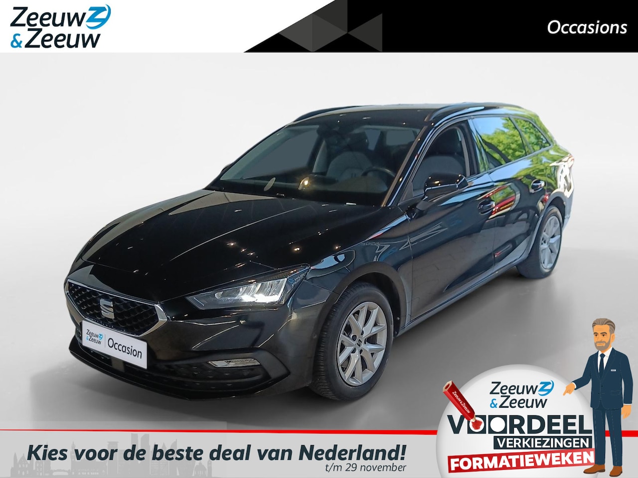 SEAT Leon Sportstourer - 1.0 eTSI Style Business Intense *Automaat*Navi+Camera*Climate Control*Keyless Entry*Nette - AutoWereld.nl