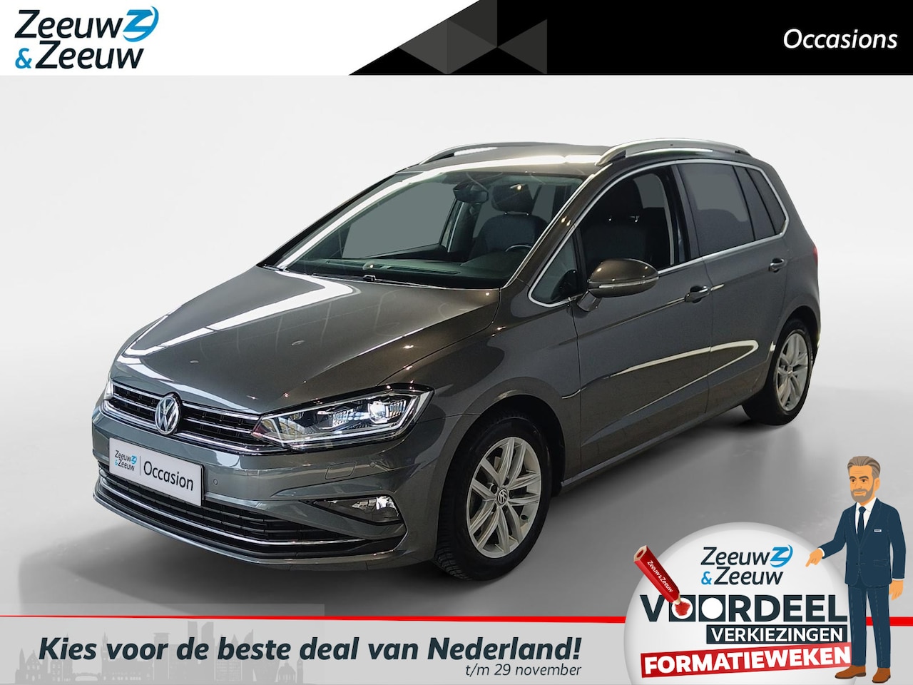 Volkswagen Golf Sportsvan - 1.0 TSI Comfortline *Parkeersensoren*Adapt. Cruise Control*Climate Control*Trekhaak*LM. Ve - AutoWereld.nl