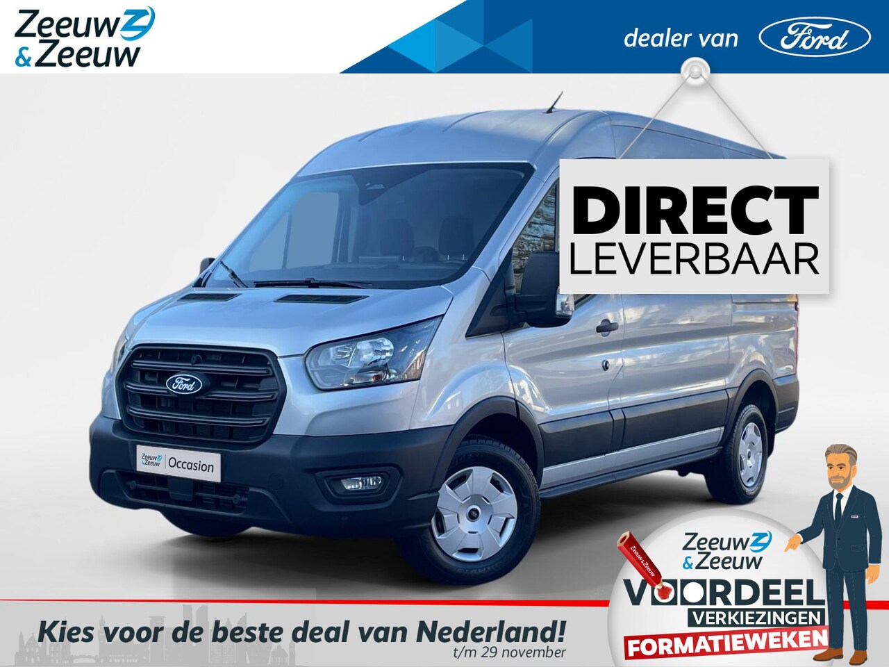 Ford Transit - 350 2.0 TDCI L2H2 Trend Automaat | Trekhaak | Voorruitverwarming | Achteruitrijcamera | Cr - AutoWereld.nl