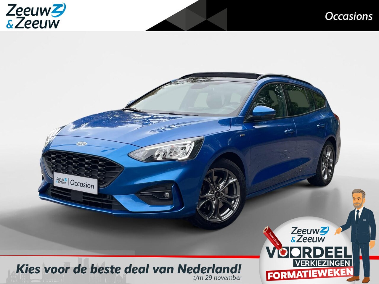 Ford Focus Wagon - 1.0 EcoBoost Hybrid ST Line Business 125PK | Panoramadak | El. Trekhaak | Camera | Climate - AutoWereld.nl