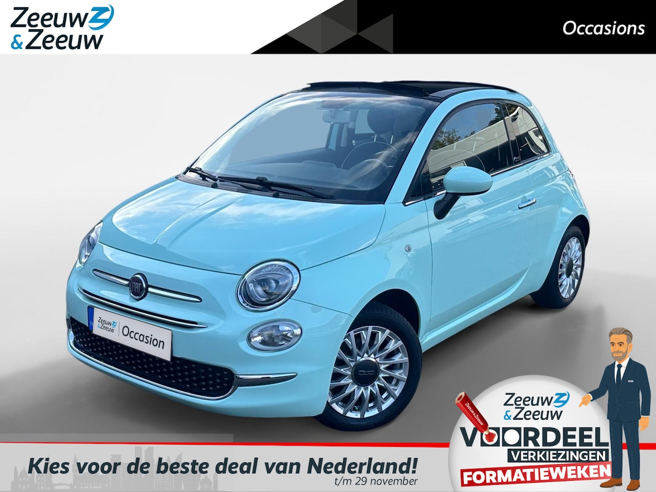 Fiat 500 C - 0.9 TwinAir Turbo Lounge | Airco | Cruise Control | Apple/Android Carplay | Draadloos Tele - AutoWereld.nl