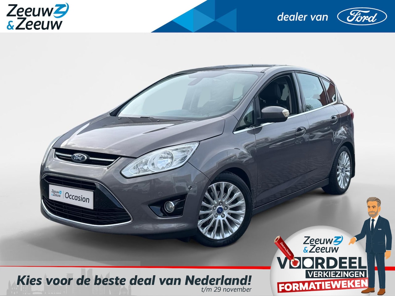 Ford C-Max - 1.6 EcoBoost Titanium |Stoelverwarming| Lederen bekleding| 12 maanden Bovag Garantie| Nieu - AutoWereld.nl
