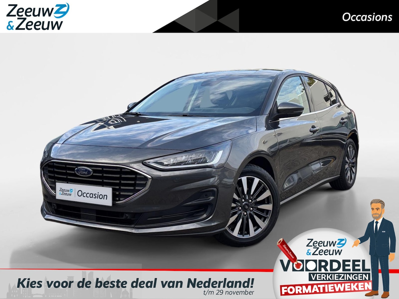 Ford Focus - 1.0 EcoBoost Hybrid Titanium X Automaat | Winterpack | Adaptieve Cruise Control | Dodehoek - AutoWereld.nl