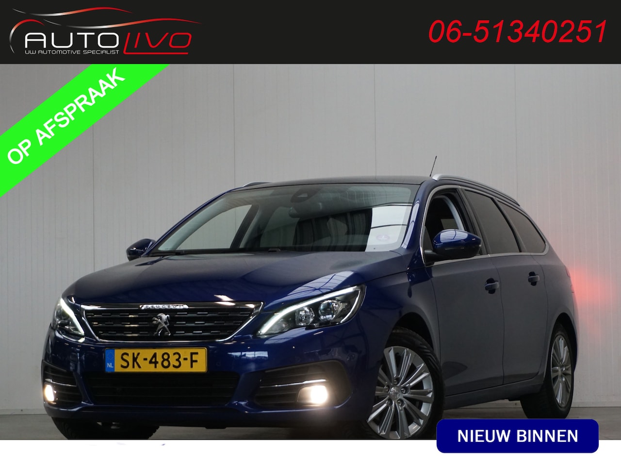 Peugeot 308 SW - 1.2 PureTech Blue Lease Premium AUTOMAAT! 130 PK! PANO CLIMA H. LEER CAMERA TREKHAAK etc. - AutoWereld.nl