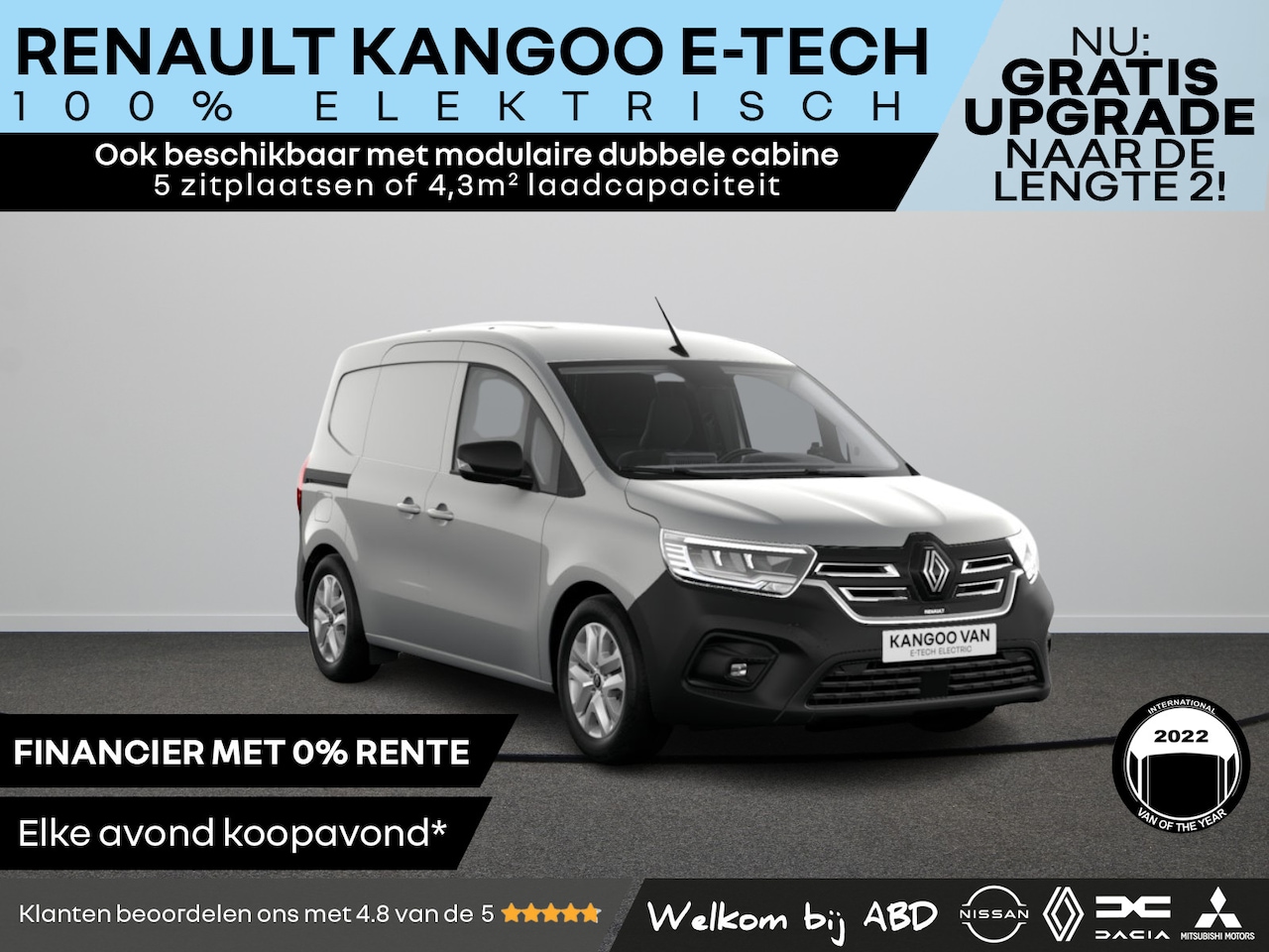 Renault Kangoo E-Tech - Advance 44 kWh | Cruise control en snelheidsbegrenzer | Elektrisch bedienbare ramen (met s - AutoWereld.nl