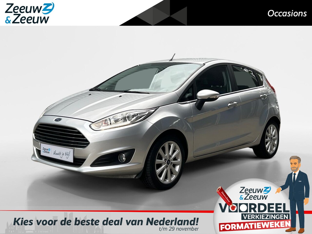 Ford Fiesta - 1.0 EcoBoost Titanium 100pk | Dealer onderhouden | Airco | Lichtmetalen velgen - AutoWereld.nl