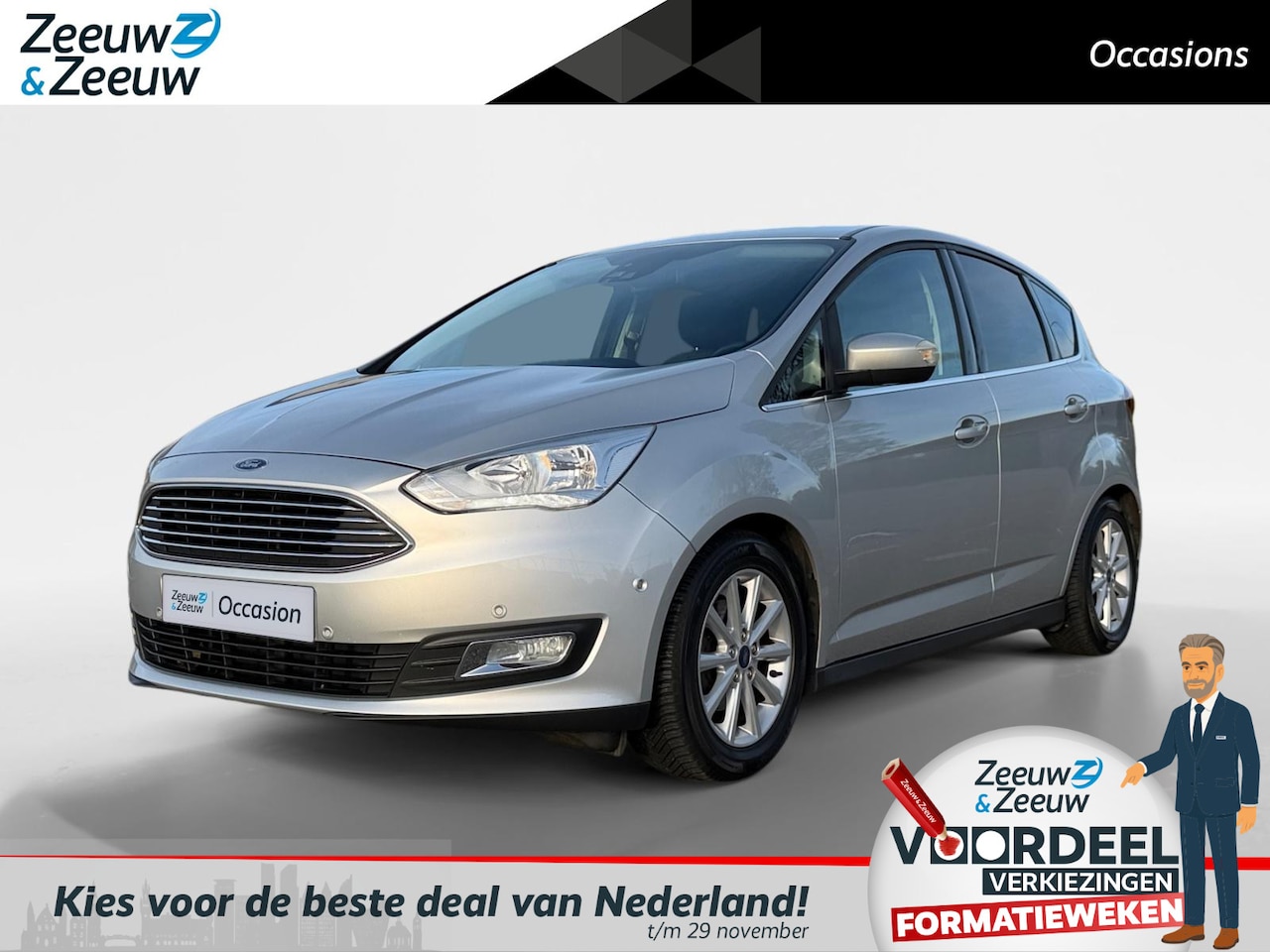 Ford C-Max - 1.0 Titanium | 100% onderhouden | Navigatie | Stoelverwarming | Voorruit verwarming | Stuu - AutoWereld.nl