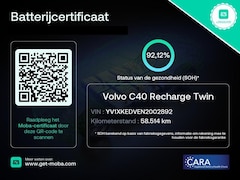 Volvo C40 - RECHARGE TWIN INTRO AWD 78 KW/408 PK ACCU 92% BIJNA 2022.GARANTIE TOT 2032* 1800 KG TREKGE