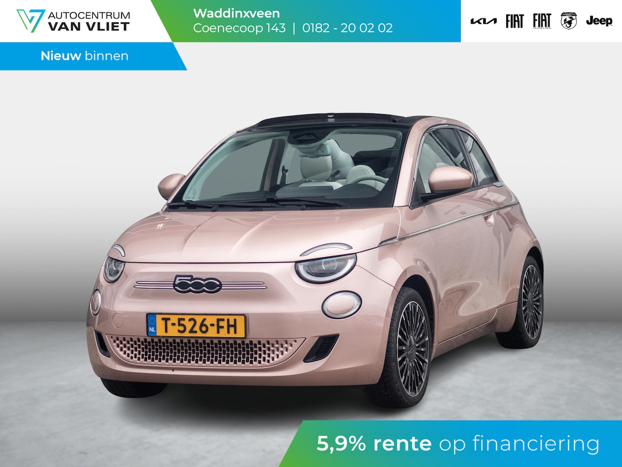 Fiat 500e - La Prima 42 kWh Cabrio | Apple Carplay - Android Auto | Leer | 17" LM velgen| - AutoWereld.nl