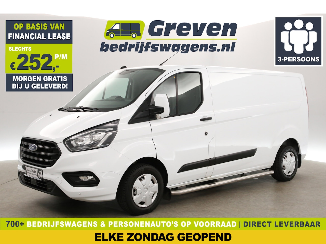 Ford Transit Custom - 300 2.0 TDCI L2H1 | Airco | Cruise | 3-Zits | LED | Parkeersensoren - AutoWereld.nl