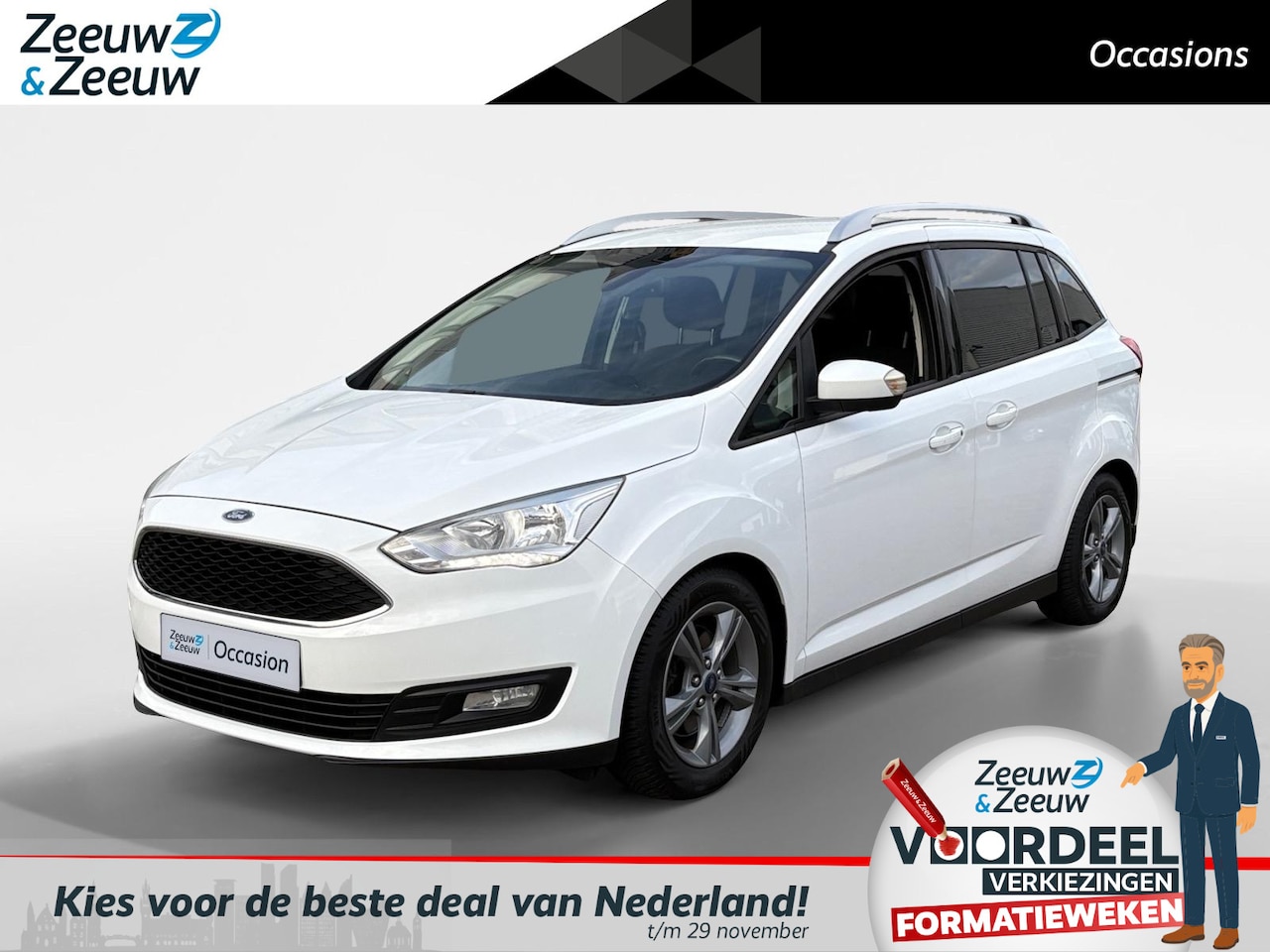 Ford Grand C-Max - 1.0 Trend | Trekhaak | Navigatie | Cruise Control | Apple Carplay / Android Auto | Lichtme - AutoWereld.nl
