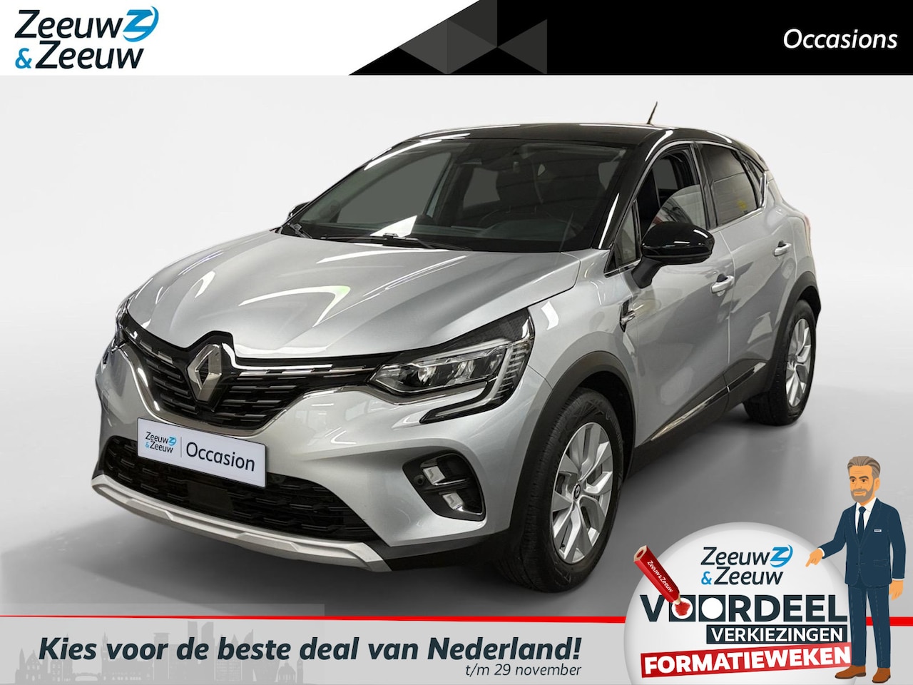 Renault Captur - 1.6 E-Tech Hybrid 145 Intens AUTOMAAT NAVI AIRCO CAMERA PARKEERSENSOREN CRUISE CONTROLE AP - AutoWereld.nl