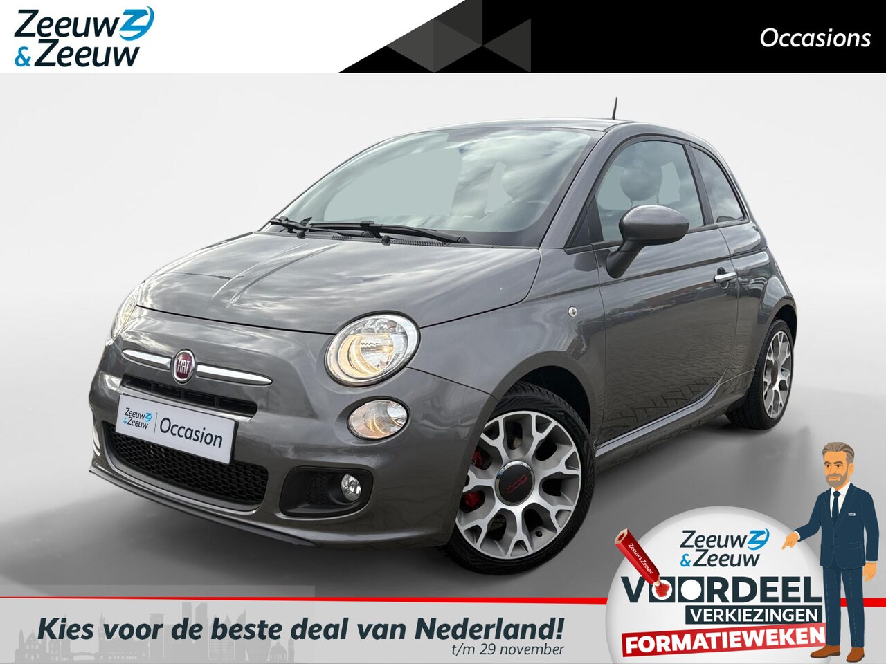Fiat 500 - 0.9 TwinAir Turbo 500S |Sport| Airco| Sportstoelen |12 Maanden Bovag Garantie| Nieuwe APK| - AutoWereld.nl