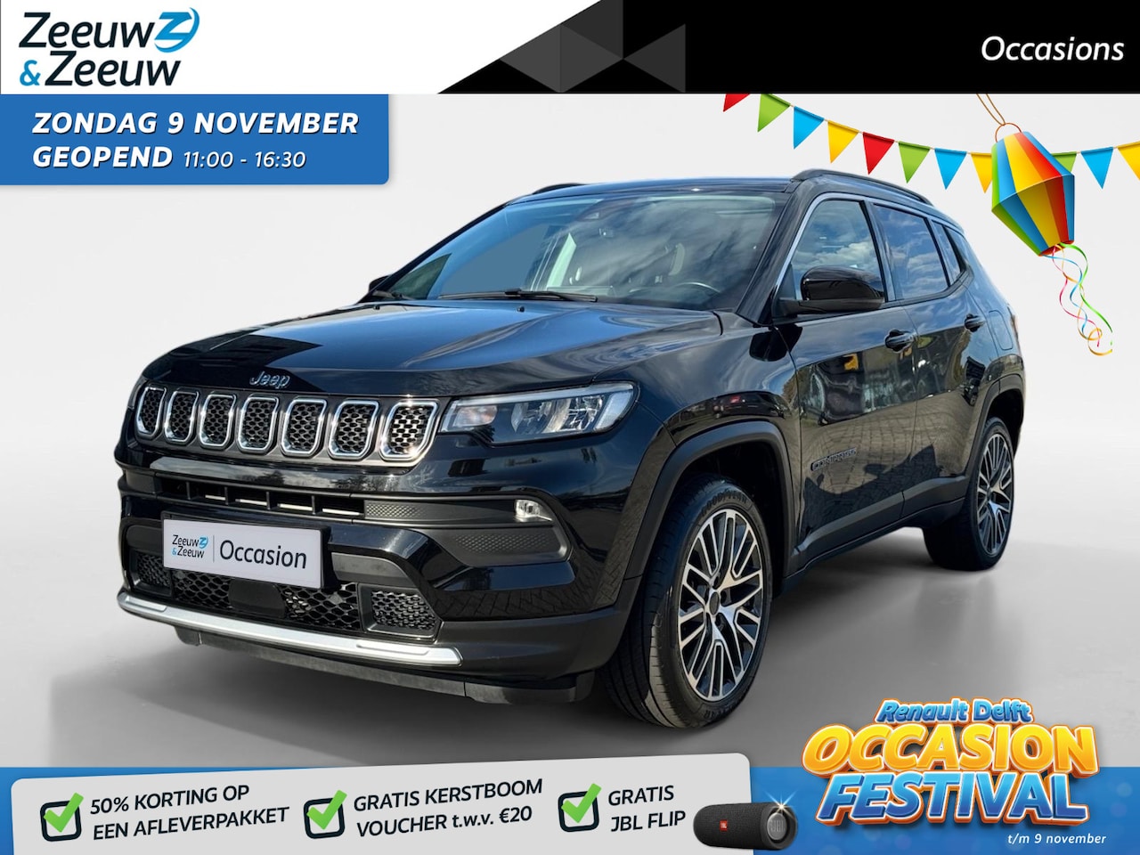 Jeep Compass - 4xe 190 Plug-in Hybrid Electric Night Eagle AT | Winter Pack | Business Pack | Schuif/Kant - AutoWereld.nl