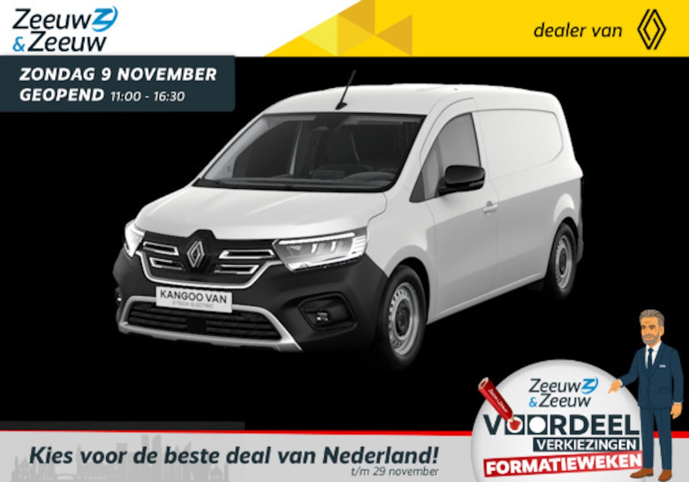 Renault Kangoo E-Tech - Extra L2 44 kWh | Nu direct uit voorraad leverbaar met maar liefst 19% Zeeuw & Zeeuw actie - AutoWereld.nl