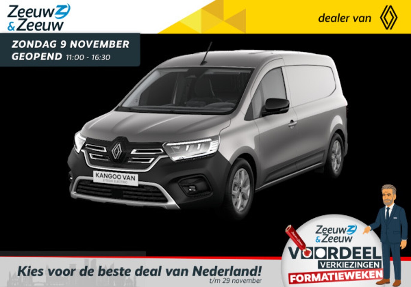 Renault Kangoo E-Tech - Extra L2 44 kWh | Nu direct uit voorraad leverbaar met maar liefst 19% Zeeuw & Zeeuw actie - AutoWereld.nl