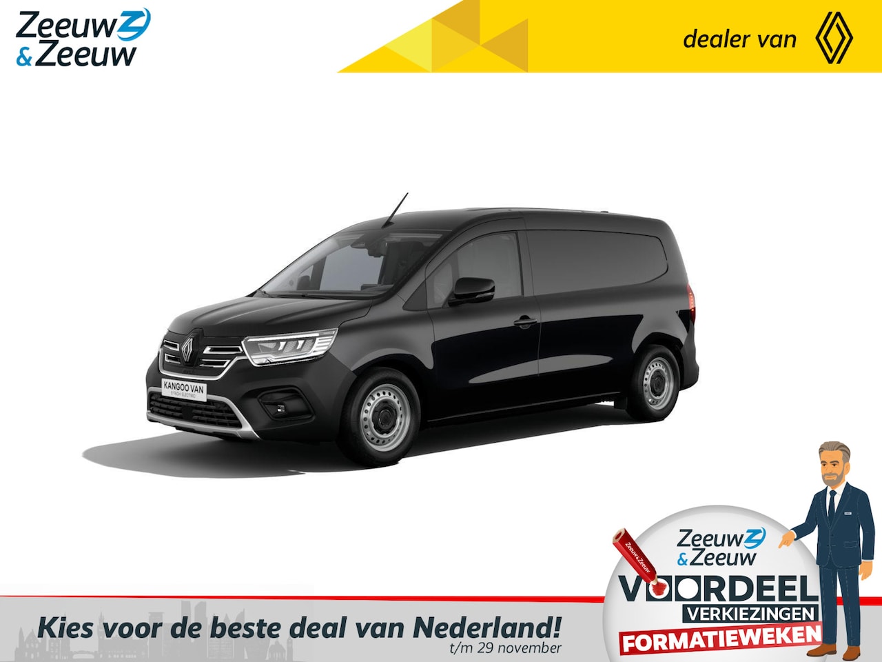 Renault Kangoo E-Tech - Extra L2 44 kWh * GRATIS UPGRATE NAAR LENGTE 2 * Zeeuw & Zeeuw korting 9,5 % * 0 % financi - AutoWereld.nl