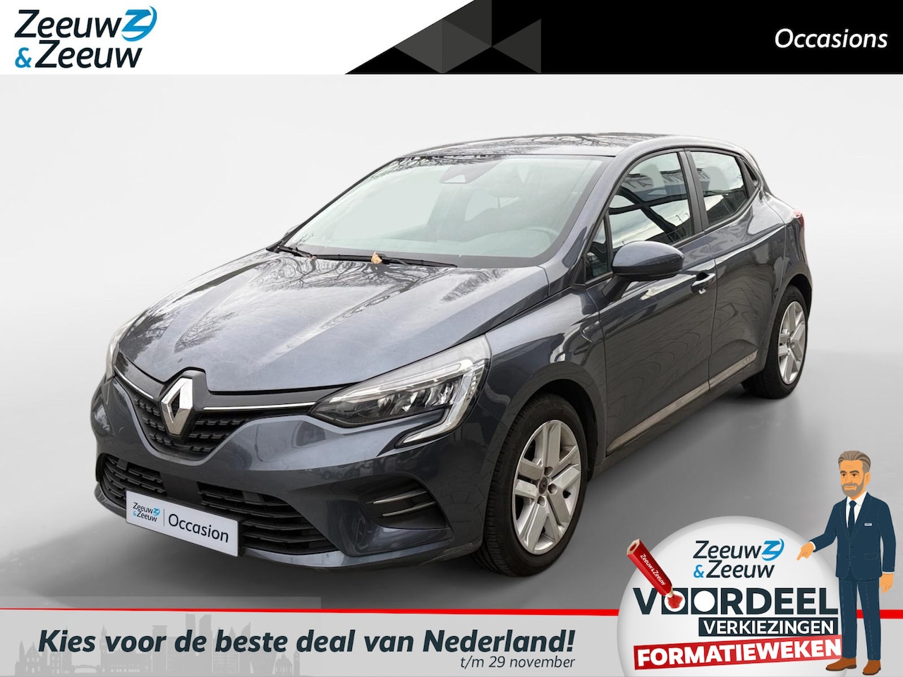 Renault Clio - 1.0 TCe Zen NAVI AIRCO CRUISE CONTROLE APPLE CARPLAY ANDROID 5 DEURS DEALER ONDERHOUDEN LE - AutoWereld.nl