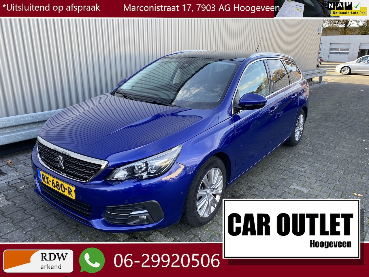 Peugeot 308 SW - 1.2 PureTech Blue Lease Premium Clima, Navi, CC, Pano, PDC, LM, Trekh, nw. APK – Inruil Mo - AutoWereld.nl
