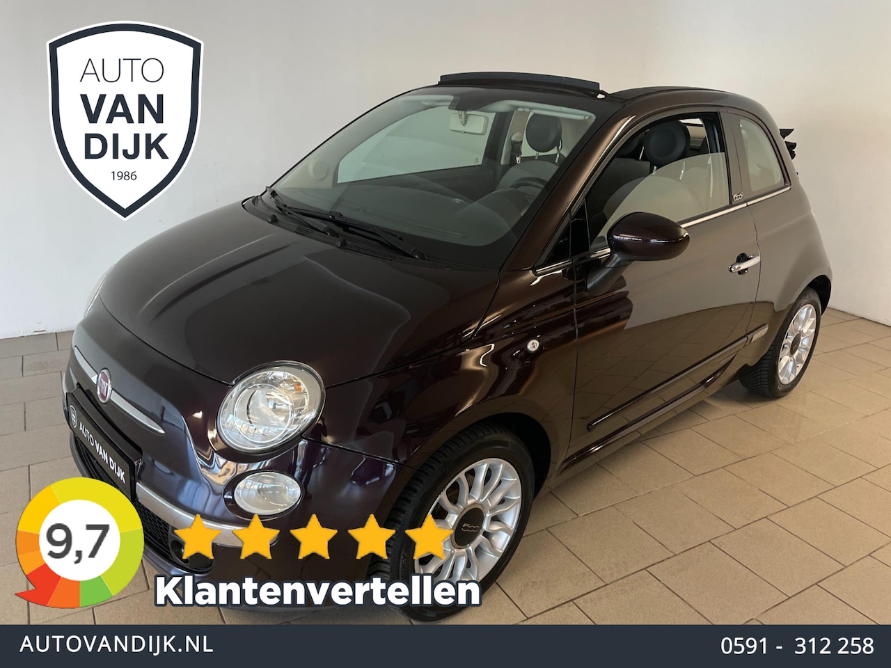 Fiat 500 C - CABRIO 0.9 TwinAir Lounge AIRCO MULTI STUUR PDC ELEK RAMEN CENT VERG VELGEN ZEER NETTE AUT - AutoWereld.nl