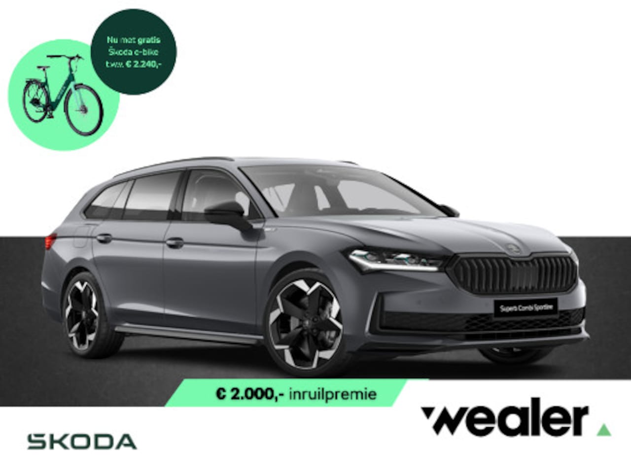 Skoda Superb Combi - Sportline Business 1.5 TSI PHEV 204 PK | Gratis E-Bike | Trekhaak | 19" Lichtmetalen velge - AutoWereld.nl