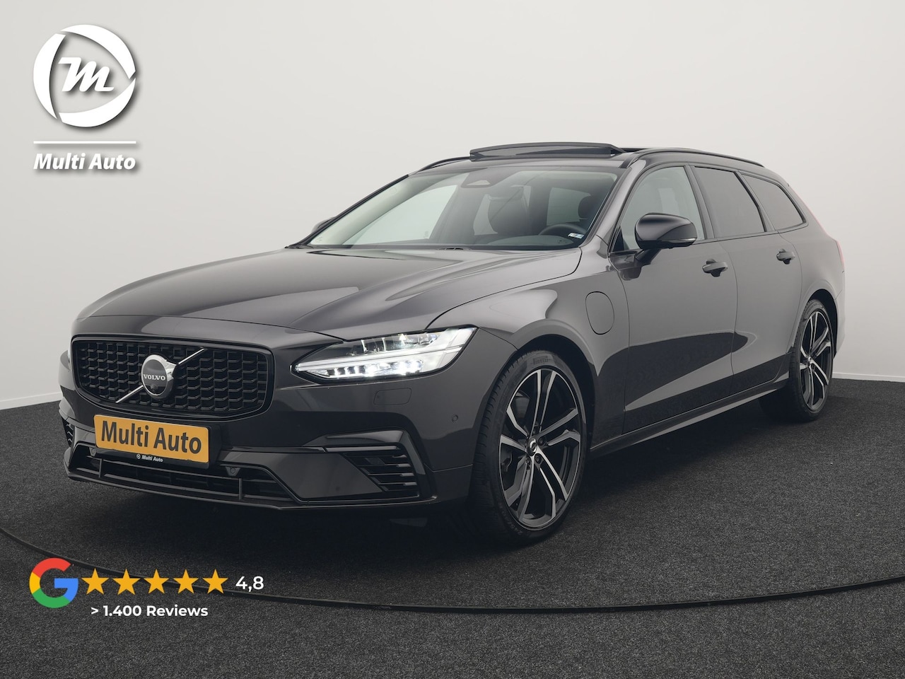 Volvo V90 - T8 AWD Ultimate Dark Plug In Hybrid 455pk Dealer O.H. PHEV | Panodak | Adaptive Cruise | H - AutoWereld.nl