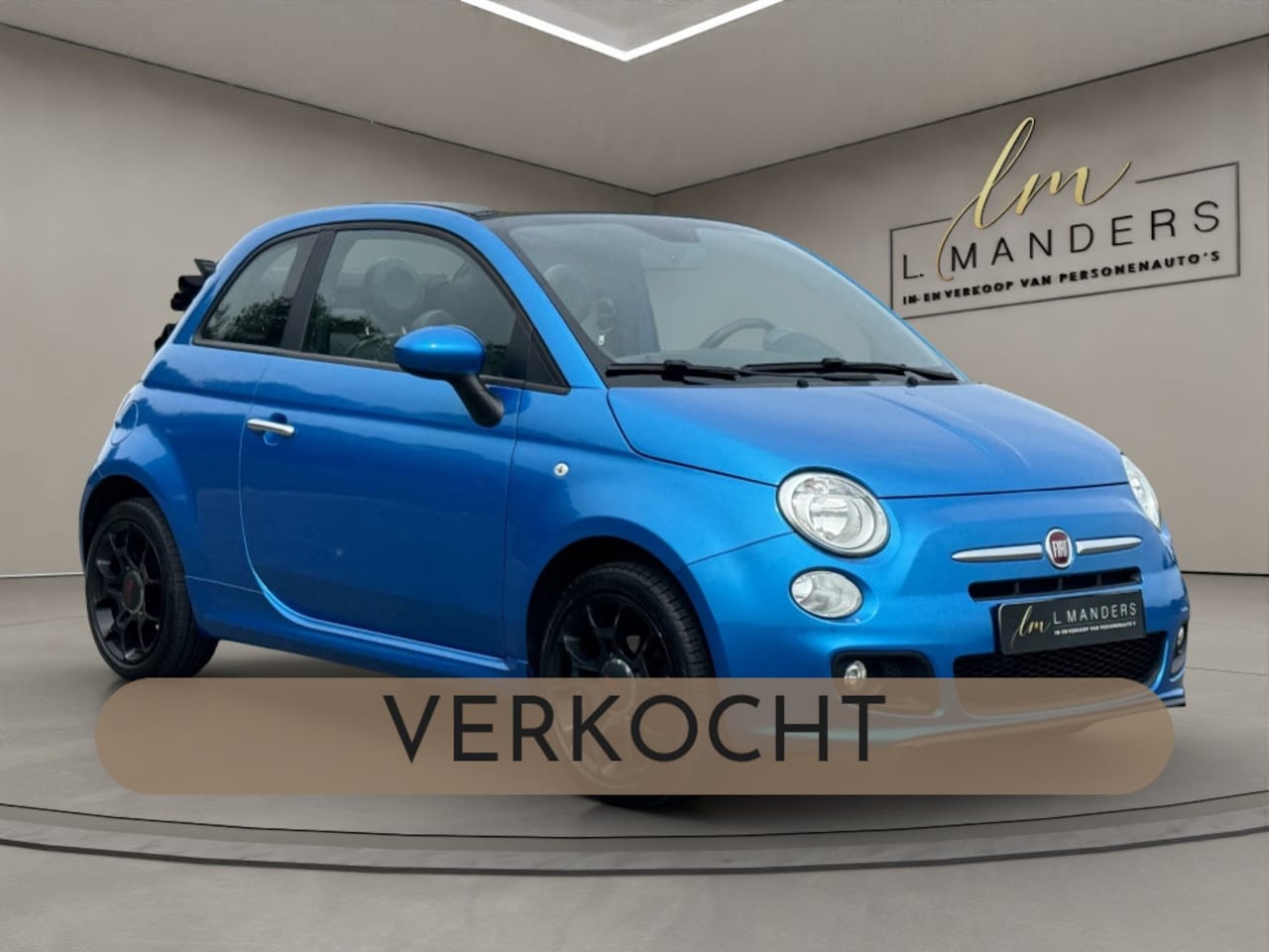 Fiat 500 C - 1.2 Sport 2014 BLAUW | Cabrio | Leder | Airco - AutoWereld.nl