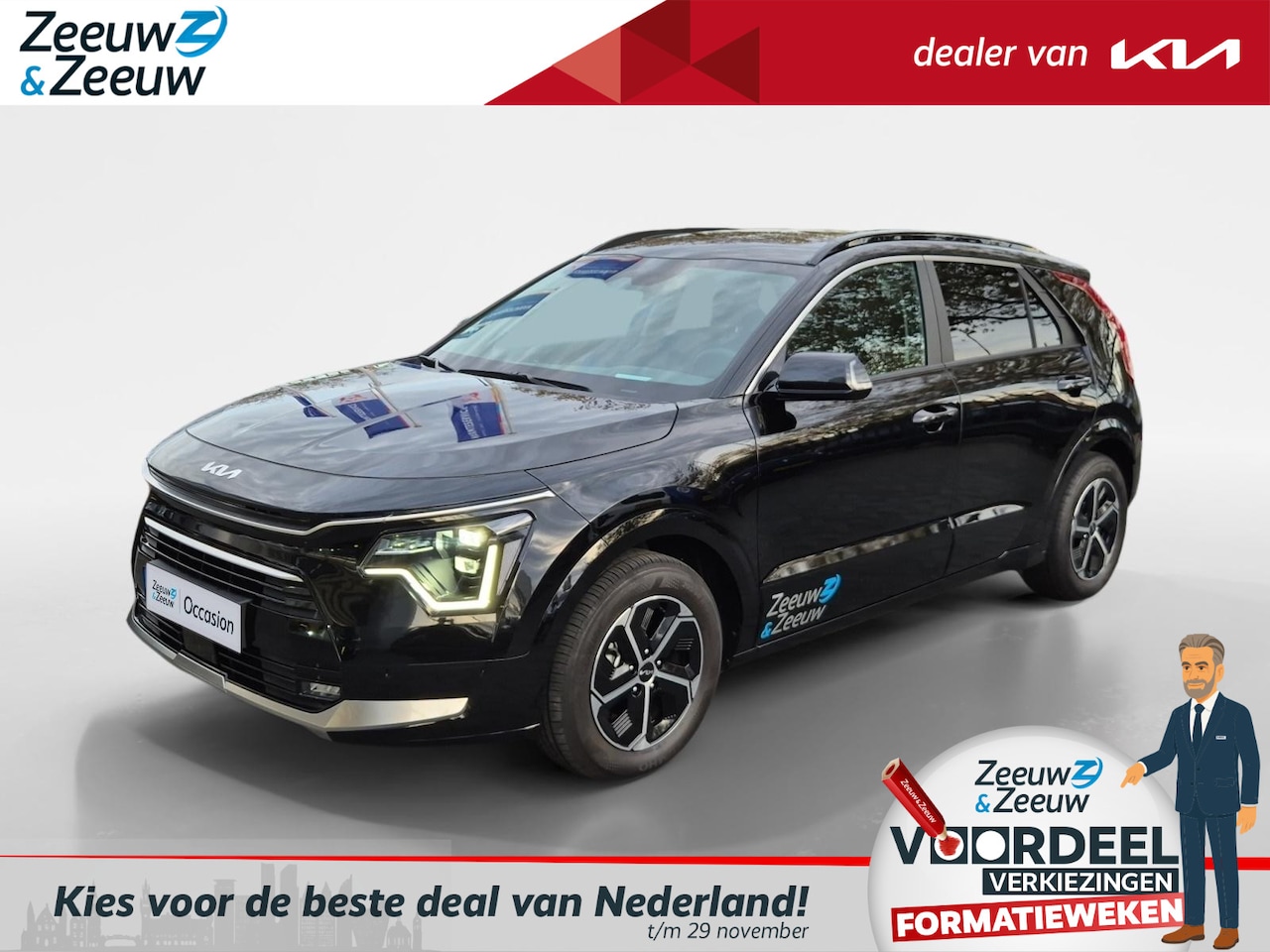 Kia Niro - 1.6 GDi Hybrid DynamicPlusLine | Climate Control | Navigatie | Open Dak | Leer | Stoelverw - AutoWereld.nl
