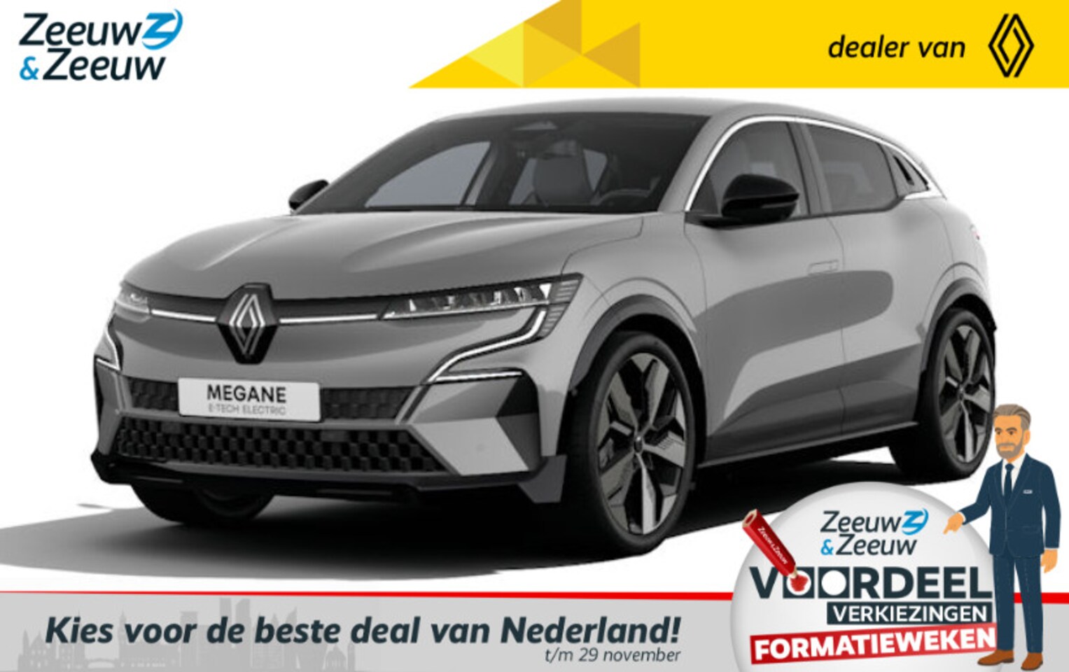 Renault Mégane E-Tech - comfort range techno 60 kWh | Nu nog leverbaar tegen 17% bijtelling en met € 3000,- Zeeuw - AutoWereld.nl