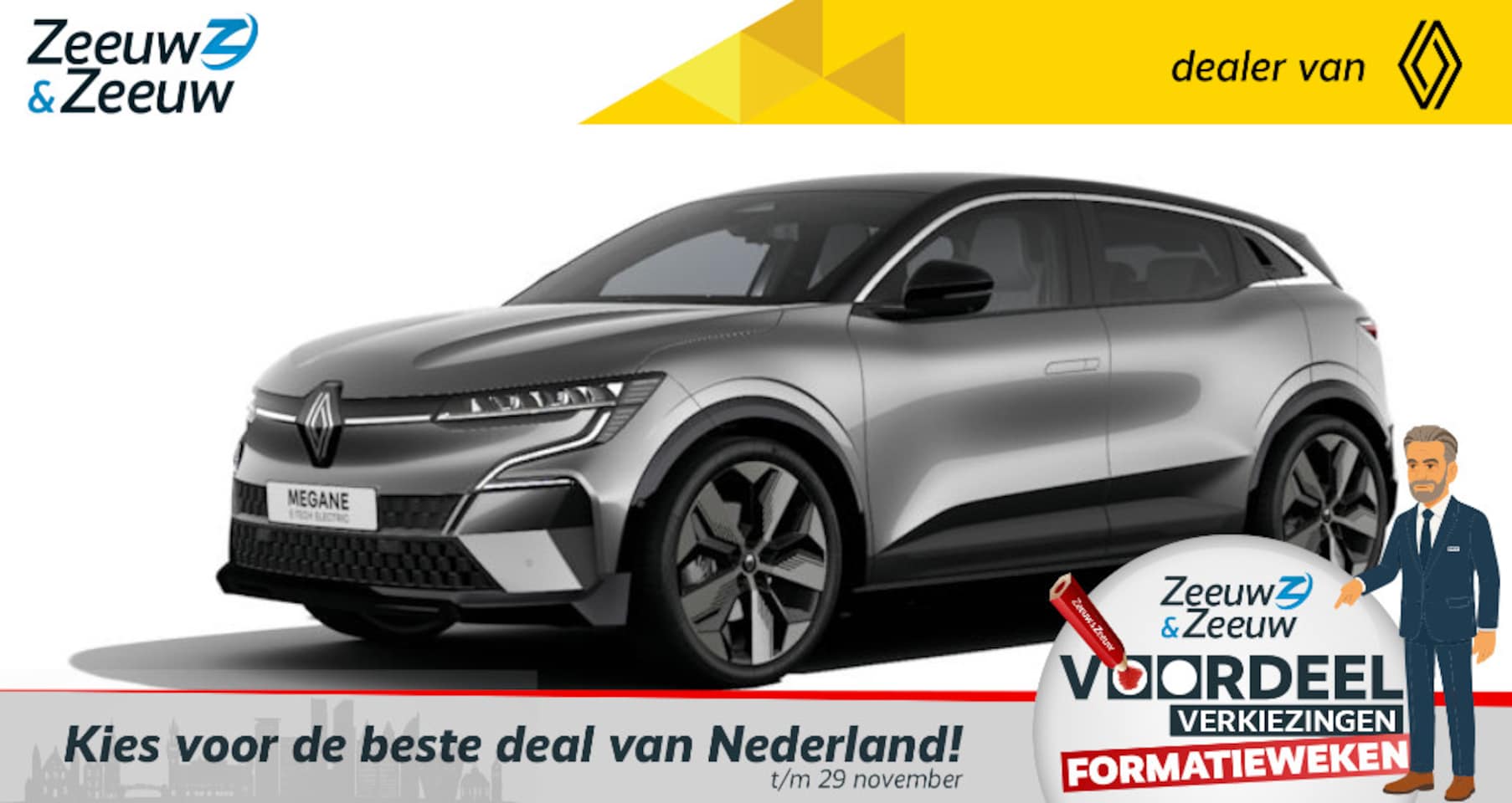 Renault Mégane E-Tech - Comfort Range Techno 60 kWh | NU nog leverbaar tegen 17% bijtelling en met € 3000,- Zeeuw - AutoWereld.nl