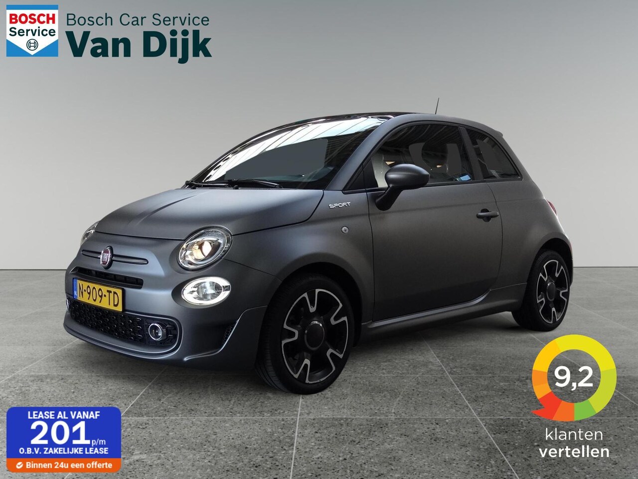 Fiat 500 - 1.0 Hybrid Sport / Panorama / Mat Grijs ! - AutoWereld.nl