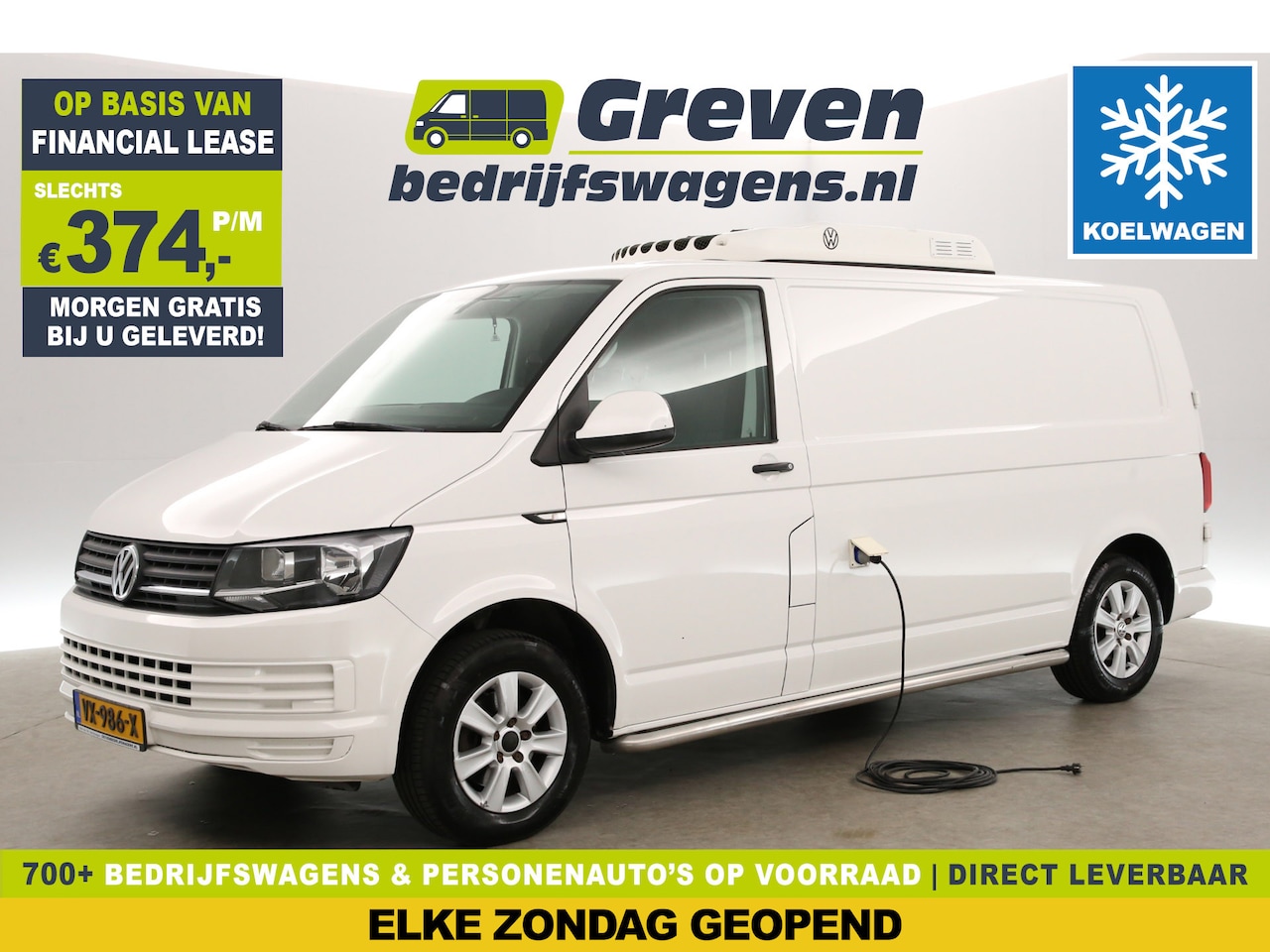 Volkswagen Transporter - 2.0 TDI L2H1 | MARGE | Koelwagen 0° | Nachtkoeling | Airco | Cruise | 3-Zits | Trekh. | Ca - AutoWereld.nl