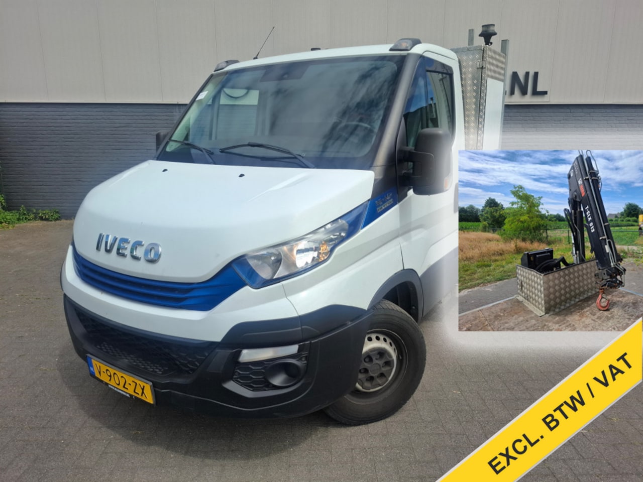 Iveco Daily - 3.0I CNG Kraanwagen Laadbak AUT-6 HIAB 3-Pers.EURO6 Ecc Trekhaak Camera Blue power Alpine - AutoWereld.nl